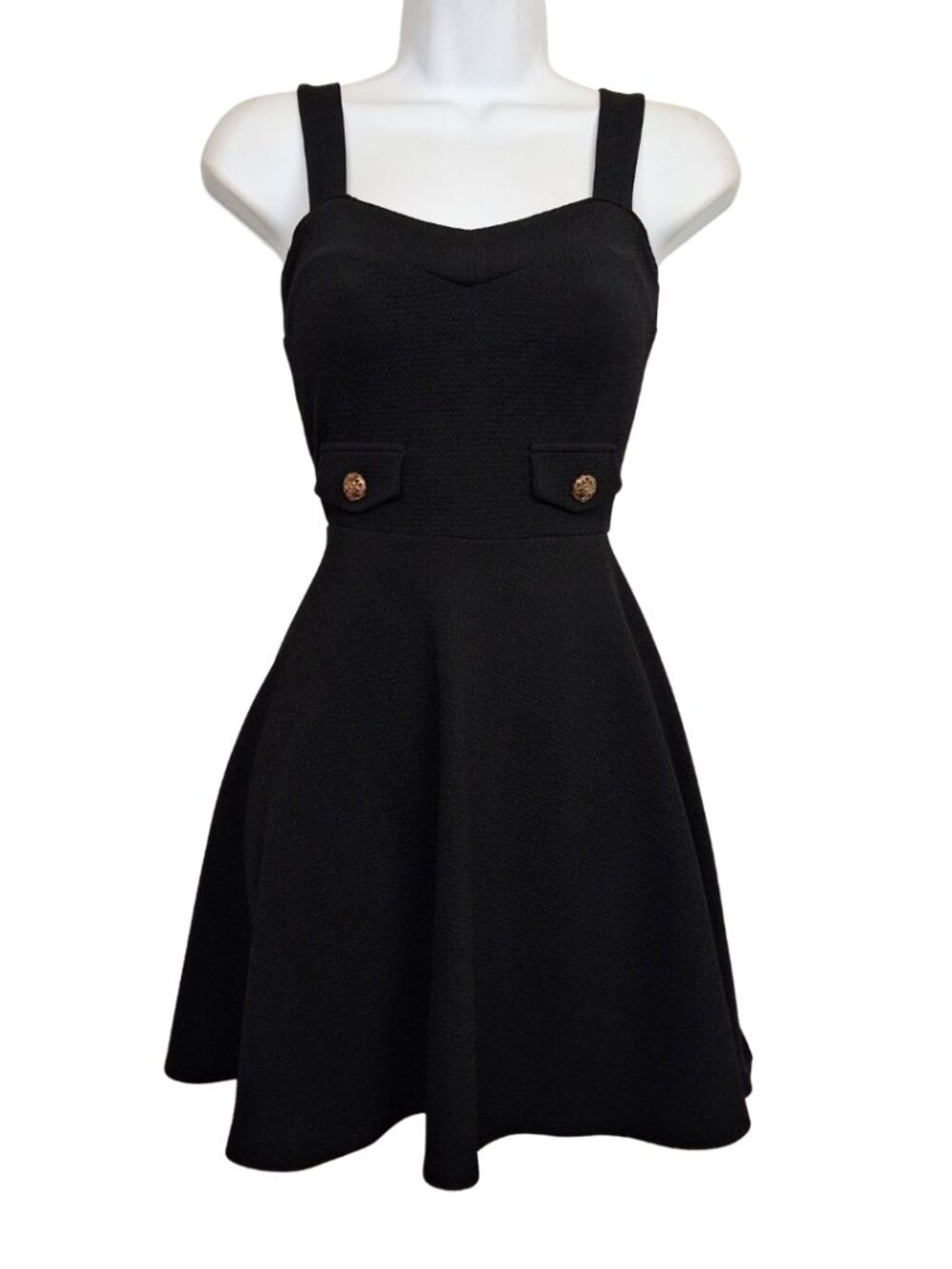 FOREVER 21 Skater Dress Sleeveless A Line Flare Texture Button Summer Small
